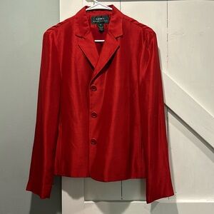 Never worn Ralph Lauren blazer red with tags and extra buttons asking